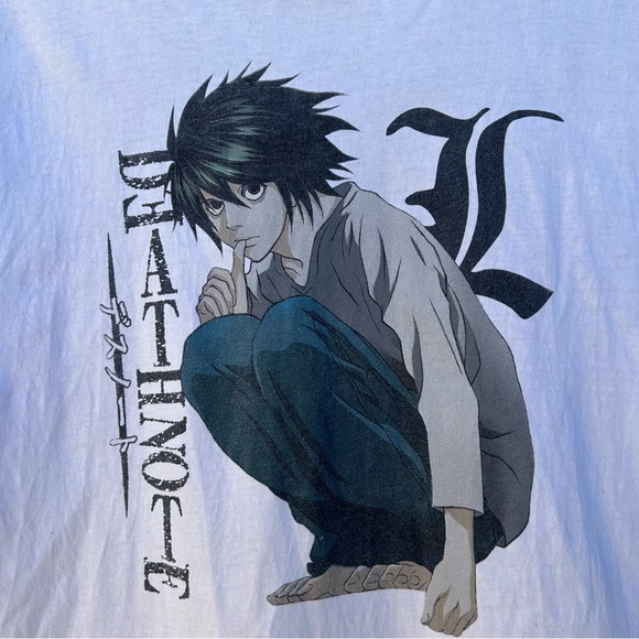 Death Note Anime Chill Squat Ryuzaki TShirt White Crewneck Short Sleeve Manga - Picture 2 of 14